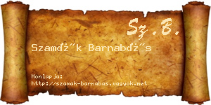 Szamák Barnabás névjegykártya